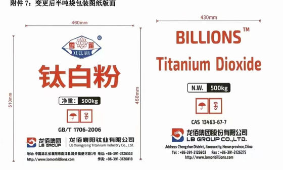 Dióxido de titanio rutilo Tio2 de China R-996 uso para pintura, recubrimiento, pigmento blanco