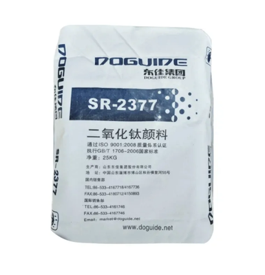 Doguide SR-2377 Dióxido de titanio rútil con tratamiento de superficie orgánico y recubrimiento inorgánico Zr-Al para una excelente dispersión en agua
