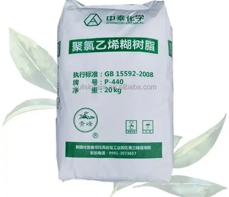 Grado de emulsión de resina de pasta de PVC Zhongtai P440 con valor K 74 de peso molecular medio y viscosidad baja a media