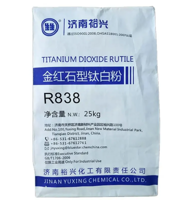 Bluestar Jinan Yuxing R838 Dióxido de titanio Rutilo con Si-Al Inorgánico + Tratamiento de superficie compuesto orgánico para una alta blancura y excelente dispersibilidad en sistemas a base de agua