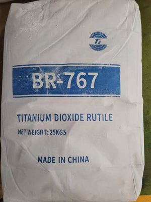 Pigmento de Dióxido de Titanio TiO2 Rutilo BR-767 con Recubrimiento Compuesto de Si-Al, Alta Conversión a Rutilo ≥98.5%, y Tamaño de Partícula de 0.22-0.28 µm
